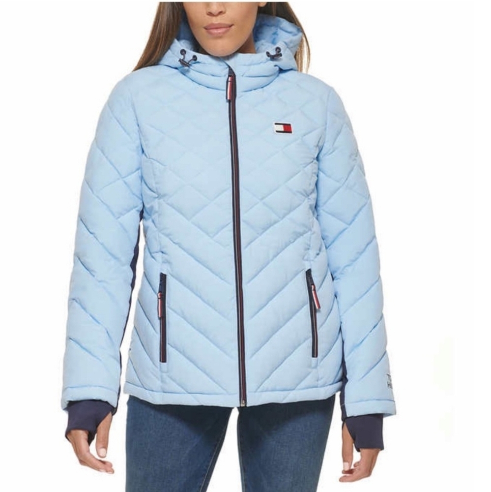 Tommy Hilfiger Ladies Packable Puffer Jacket in Light Blue (XS)